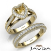 Pave Diamond Engagement Ring Bridal Sets 14k Yellow Gold Heart Semi Mount 1.7Ct - javda.com 
