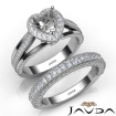 Pave Diamond Engagement Ring Bridal Sets Platinum 950 Heart Semi Mount 1.7Ct - javda.com 