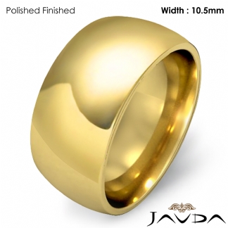 10.5mm Men Wedding Band Solid Dome Comfort Fit Ring 14k Gold Yellow 13.2g 6-6.75 Sz
