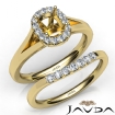 Cushion Diamond U Prong Engagement Semi Mount Ring Bridal Set 14k Yellow Gold 0.43Ct - javda.com 