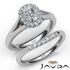 Cathedral Style Bridal Set diamond Ring 18k Gold White