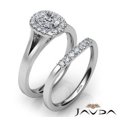 Cathedral Style Bridal Set diamond Ring Platinum 950
