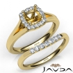 U Prong Diamond Engagement Cushion Semi Mount Ring Bridal Set 18k Yellow Gold 0.41Ct - javda.com 