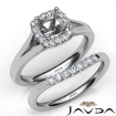 U Prong Diamond Engagement Cushion Semi Mount Ring Bridal Set 14k White Gold 0.41Ct - javda.com 