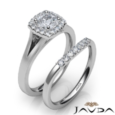Split Shank Halo Bridal diamond Ring 18k Gold White