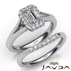 Classic Halo Bridal Set Pave diamond Ring Platinum 950