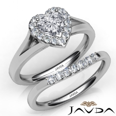 Pave Setting Halo Bridal Set diamond  18k Gold White