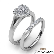 Pave Setting Halo Bridal Set diamond Ring 18k Gold White
