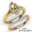 Marquise Diamond U Prong Engagement Semi Mount Ring Bridal Set 18k Yellow Gold 0.4Ct - javda.com 