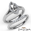 Marquise Diamond U Prong Engagement Semi Mount Ring Bridal Set 14k White Gold 0.4Ct - javda.com 