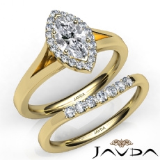 Split-Shank Bridal Set Halo diamond Ring 14k Gold Yellow
