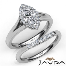 Split-Shank Bridal Set Halo diamond Ring 18k Gold White