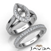 Pave Diamond Engagement Ring Bridal Sets 18k White Gold Marquise Semi Mount 1.7Ct - javda.com 