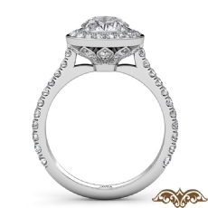 Crown Halo French U Cut Pave diamond Ring 18k Gold White
