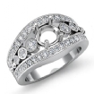 Diamond Engagement Round Cut Ring Platinum 950 Halo Setting Semi Mount 0.75Ct - javda.com 