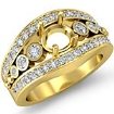 Diamond Engagement Round Cut Ring 18k Gold Yellow Halo Setting Semi Mount 0.75Ct