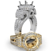 Round Diamond Engagement Ring Antique & Vintage Halo Pave Semi Mount Platinum 950 2.99Ct - javda.com 