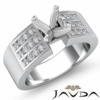 0.31Ct Round Diamond Engagement 3 Row Channel Womens Ring Setting 14k Gold White