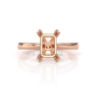 <Gram> Emerald Diamond Semi Mount Solitaire Engagement Ring Setting 14k Rose Gold - javda.com 