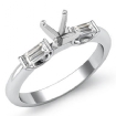Baguette Round Diamond 3Stone Engagement Ring Setting 18k White Gold 0.3Ct - javda.com 