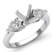Pear Diamond 3 Stone Engagement Ring 18k White Gold Round Semi Mount 0.5Ct - javda.com 