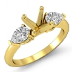 Pear Diamond 3 Stone Engagement Ring 14k Yellow Gold Round Semi Mount 0.5Ct - javda.com 