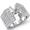 2.62Ct rincess Invisible Diamond Engagement Ring Platinum Semi Mount