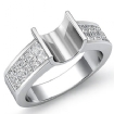 0.86Ct Princess Diamond Women's Engagement Ring Invisible Setting 18k White Gold Semi Mount - javda.com 