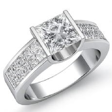 Invisible Shank Bar Setting diamond Ring Platinum 950