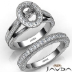 Pave Diamond Engagement Ring Bridal Sets 14K White Gold Oval Semi Mount 1.70Ct.