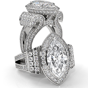 Circa Halo Vintage Inspired diamond  14k Gold White
