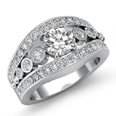 Bezel Setting Sidestone diamond Ring Platinum 950
