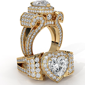 Circa Halo Pave Set Vintage diamond  14k Gold Yellow