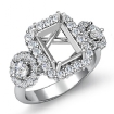 Three Stone Emerald Round Diamond Engagement Ring Platinum 950 Prong Setting 1.1Ct - javda.com 