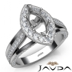 Halo Pave Diamond Engagement Marquise SemiMount Millgrain Ring 18k White Gold 0.92Ct - javda.com 