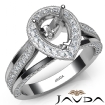Halo Pave Diamond Engagement Pear Semi Mount Millgrain Ring 18k White Gold 1.35Ct - javda.com 