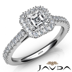 French V Pave Setting Halo diamond Ring 14k Gold White