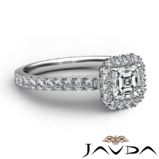 French V Pave Setting Halo diamond Ring 18k Gold White
