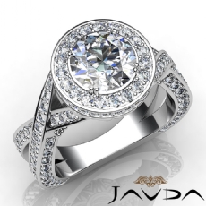Halo Pave Set Cross Shank diamond Ring 14k Gold White