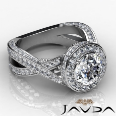 Halo Pave Set Cross Shank diamond Ring 18k Gold White