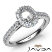 French Cut Pave Set Diamond Engagement Cushion Semi Mount Ring Platinum 950 1Ct - javda.com 