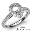 French Cut Pave Set Diamond Engagement Pear Semi Mount Ring Platinum 950 1Ct - javda.com 