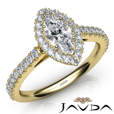 High Setting French Pave Halo diamond Ring 18k Gold Yellow