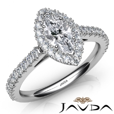 High Setting French Pave Halo diamond Ring 14k Gold White