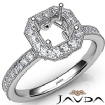 Halo Pave Set Diamond Engagement 14k Gold White Asscher Semi Mount Ring 0.5Ct