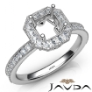 Halo Pave Set Diamond Engagement 18k White Gold Asscher Semi Mount Ring 0.5Ct - javda.com 