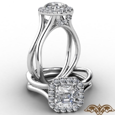 French U Cut Pave Crown halo diamond  Platinum 950