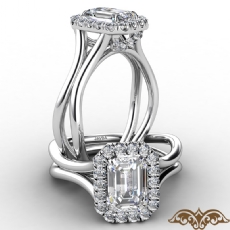 French U Cut Pave Crown halo diamond Ring 14k Gold White