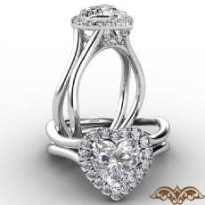 French U Cut Pave Crown halo diamond Ring Platinum 950