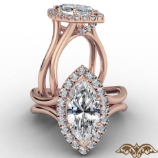 French U Cut Pave Crown halo diamond  18k Rose Gold